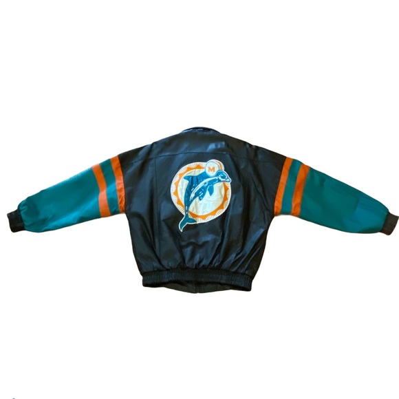 ***SOLD*** Vintage Miami Dolphins Leather Jacket Size Large - Picture 9 of 16
